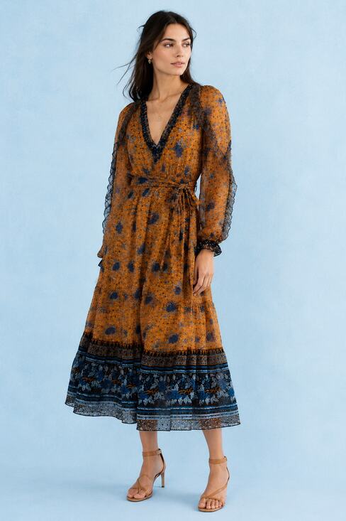 Ulla Johnson Dresses & Skirts - Ulla Johnson XS Silk Long Sleeve Midi Romilly Dress $795 Marigold Bohemian NWT